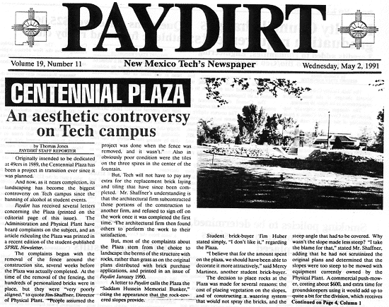 Paydirt about the Centennial Plaza